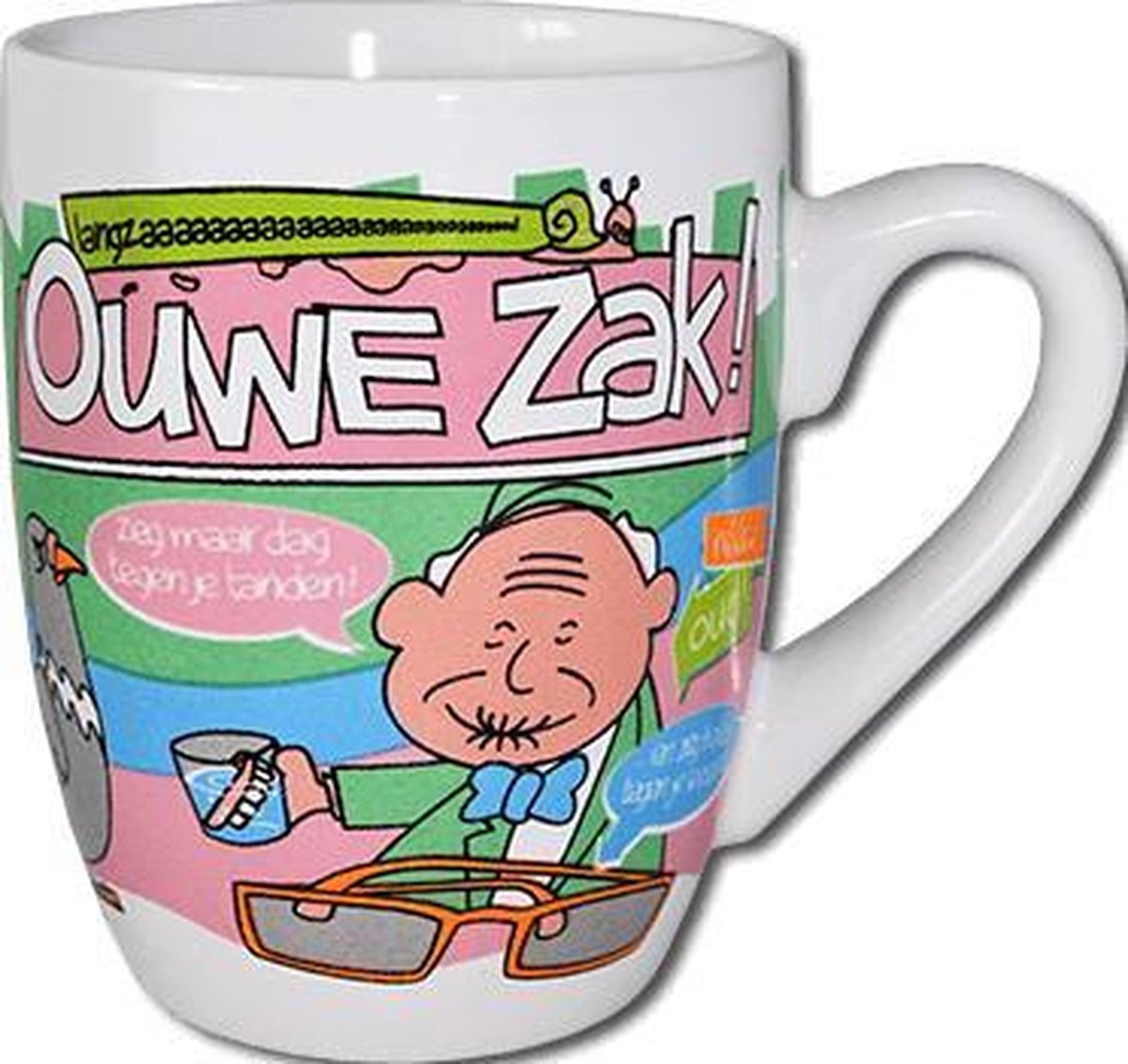 Mok - Cartoon Mok - Ouwe Zak - In cadeauverpakking met gekleurd lint