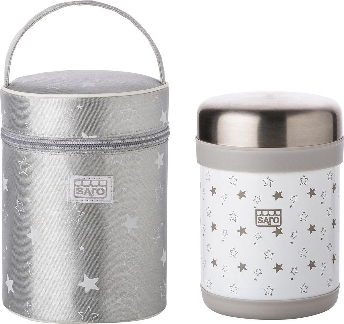 Saro Thermoskan Voor Babyvoeding Met Tas 900 Ml Wit