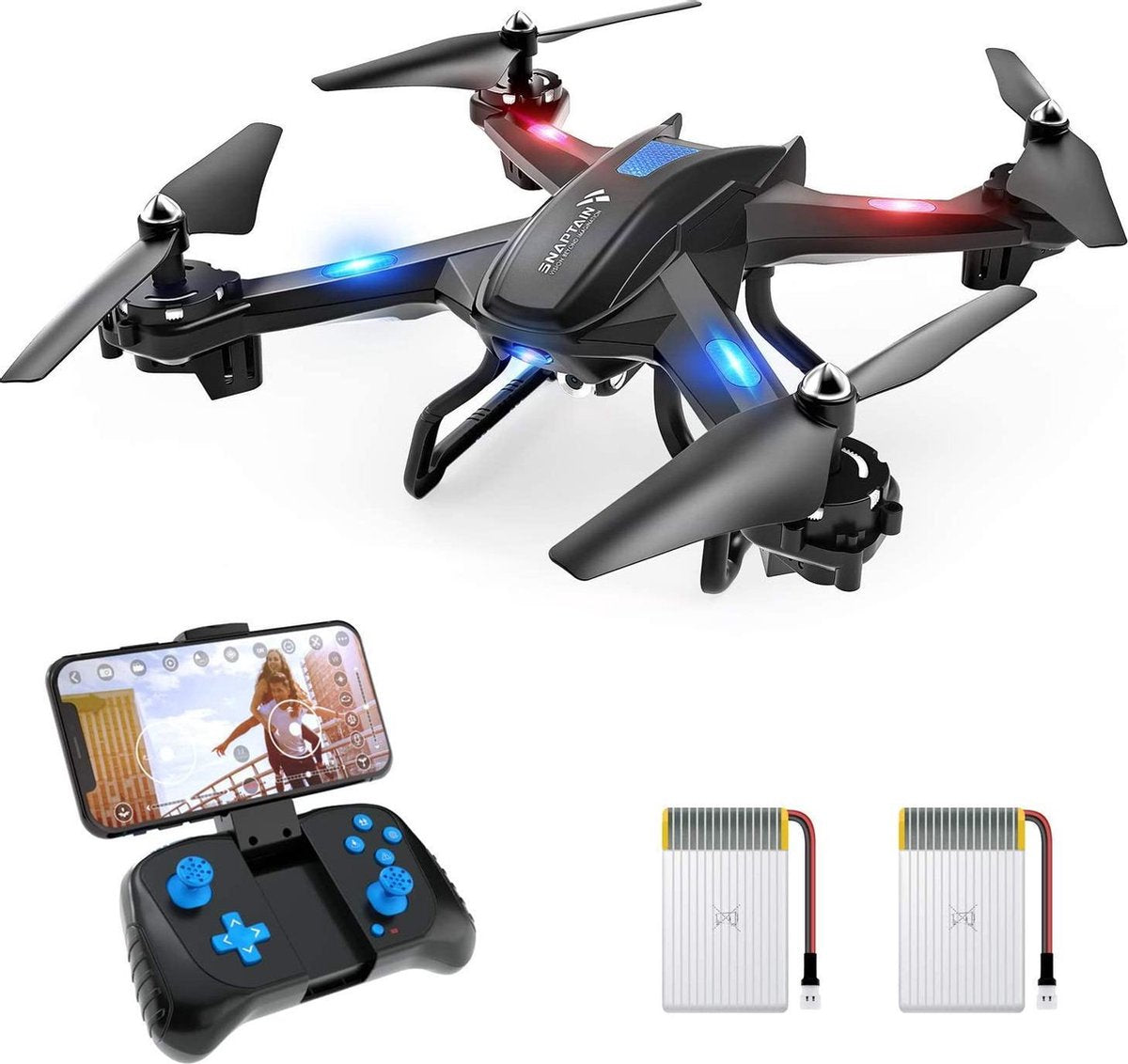 Snaptain S5C - Drone met Camera - FULL HD Camera - WiFi FPV - Quadcopter - Werkt Ook Met App - Gratis Extra Accu's -