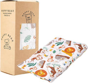 HappyBear - Hydrofiele swaddle doek – Wilde Dieren | 120cm x 120cm | Inbakerdoek