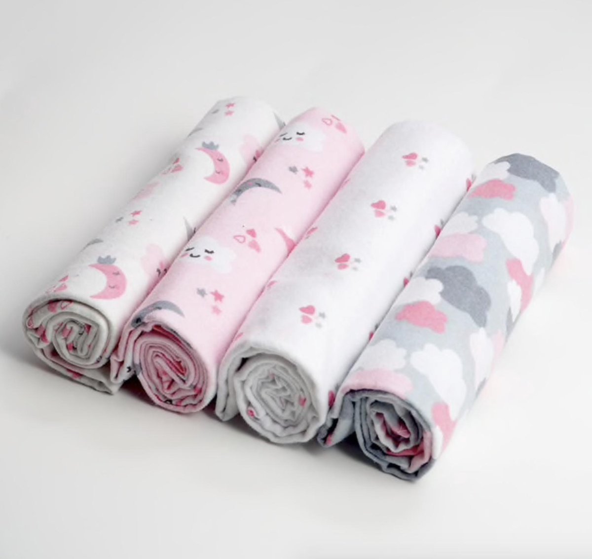 WiseGoods - Inbakerdoeken - Inbakerslaapzak - Baby Dekens - Baby Doek - Wikkeldoek - 100% Katoen - 76 x 76 cm - 4 Stuks