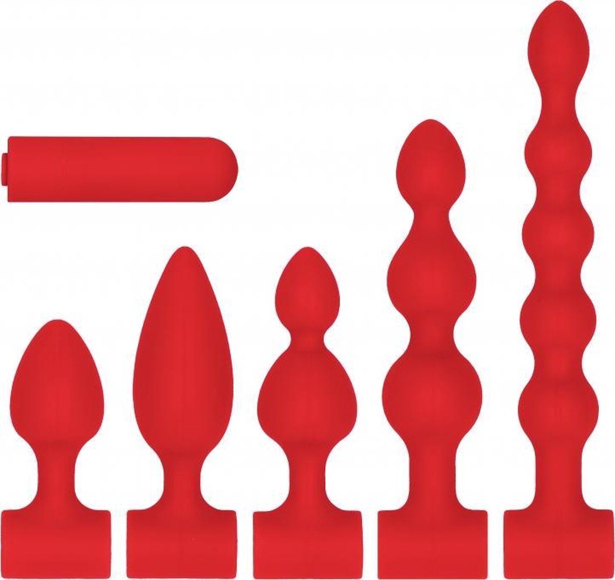 Ouch! Silicone USB-Oplaadbare Anaal Set - Rood