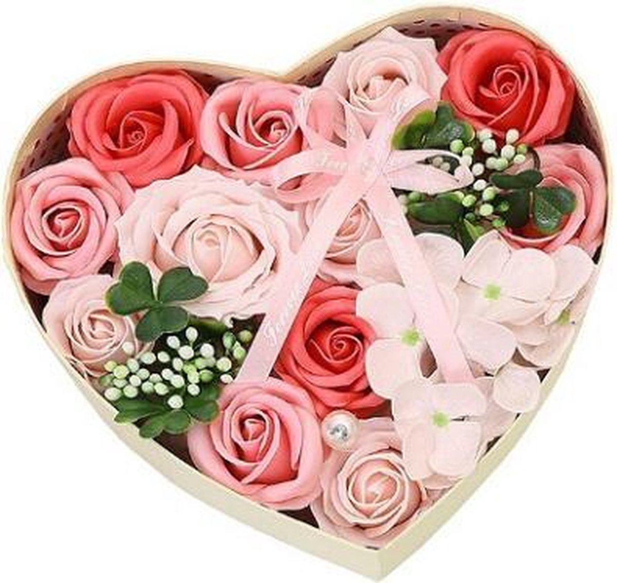 Zeeproosjes geschenkdoos hart Roze| Moederdagtip | Uniek cadeau