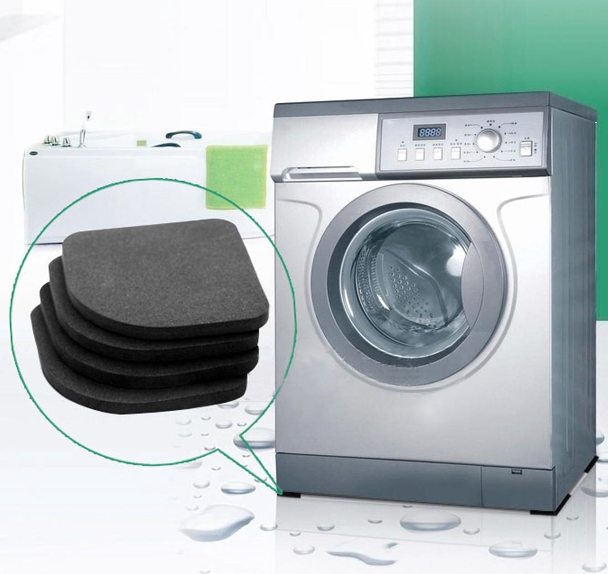 Hiden | Wasmachine Pads - Dempers | 8 stuks