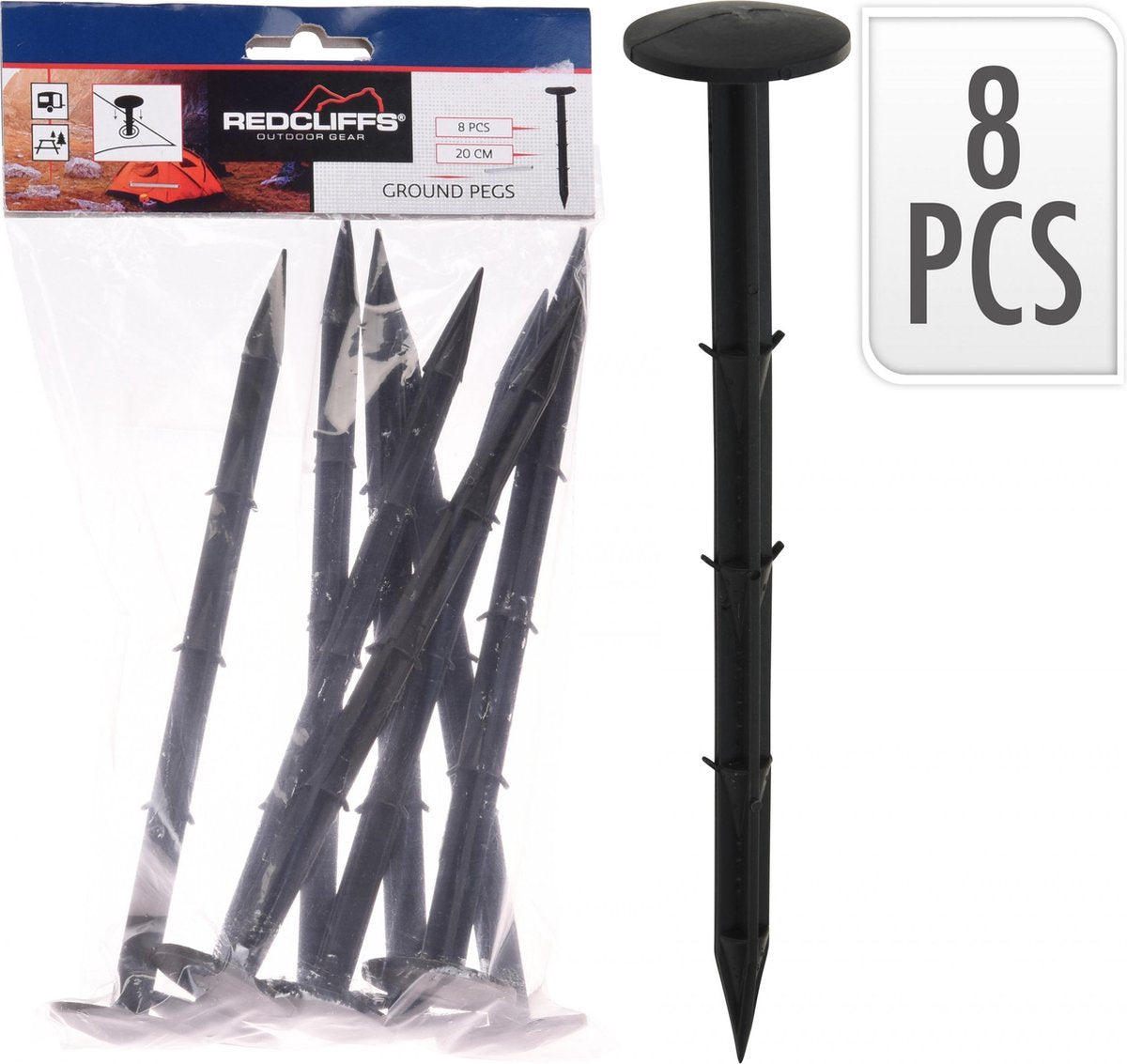 Redcliffs Tentsticks 8 Stuks Zwart 20cm