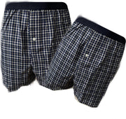 Embrator 2-stuks mannen Boxershorts geweven katoen donkerblauw/grijs 3XL