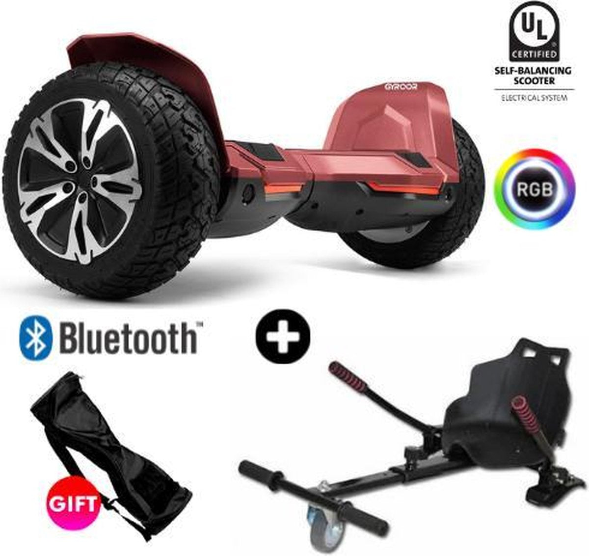 Gyroor G2 | Hoverboard met Hoverkart |8.5 Inch Wielen | Oxboard | Elektrische Step Alternatief | Rood