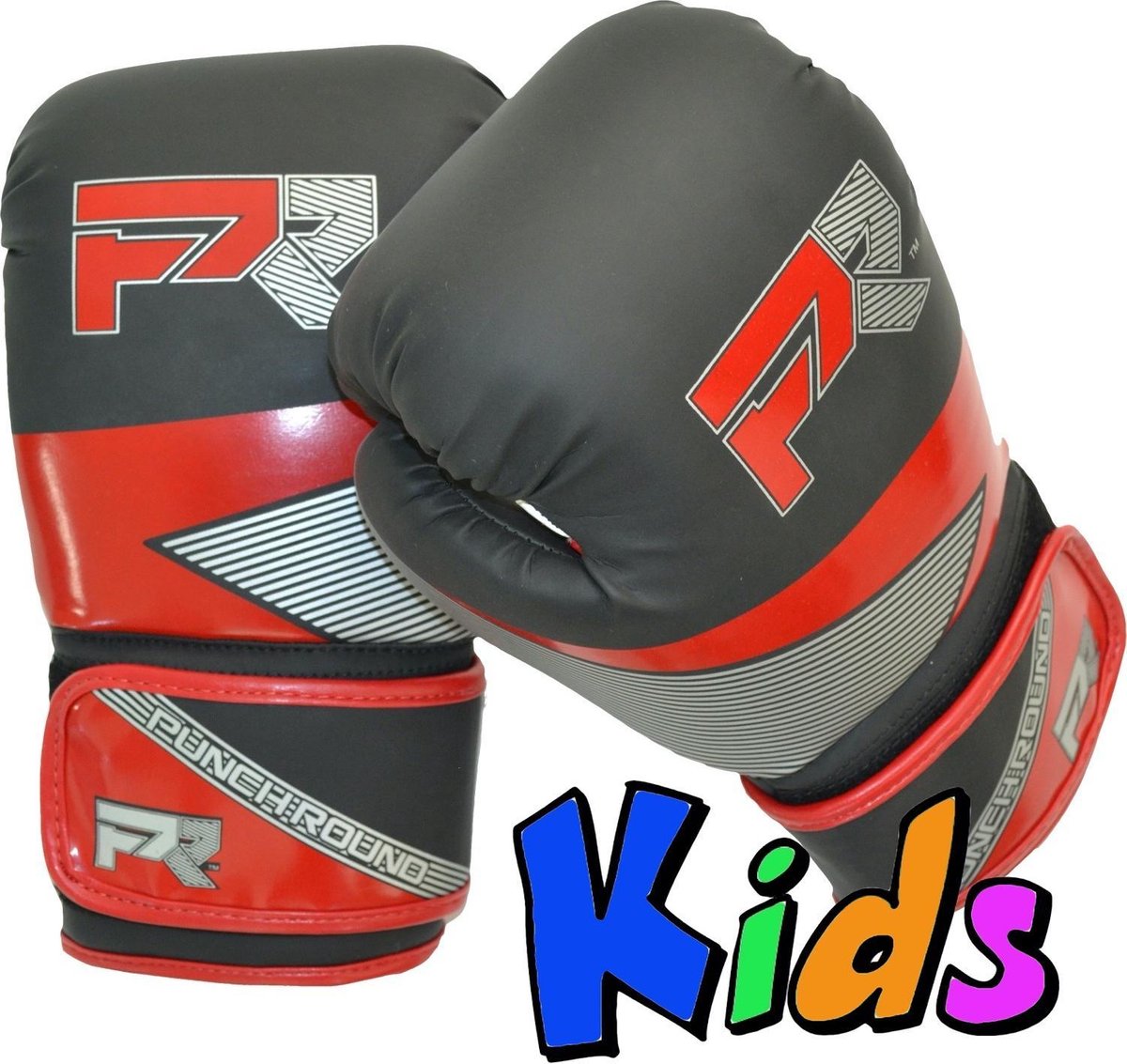 Punch Round Kids Bokshandschoenen Evoke Zwart Rood Kies hier uw maat Bokshandschoenen: 6 OZ