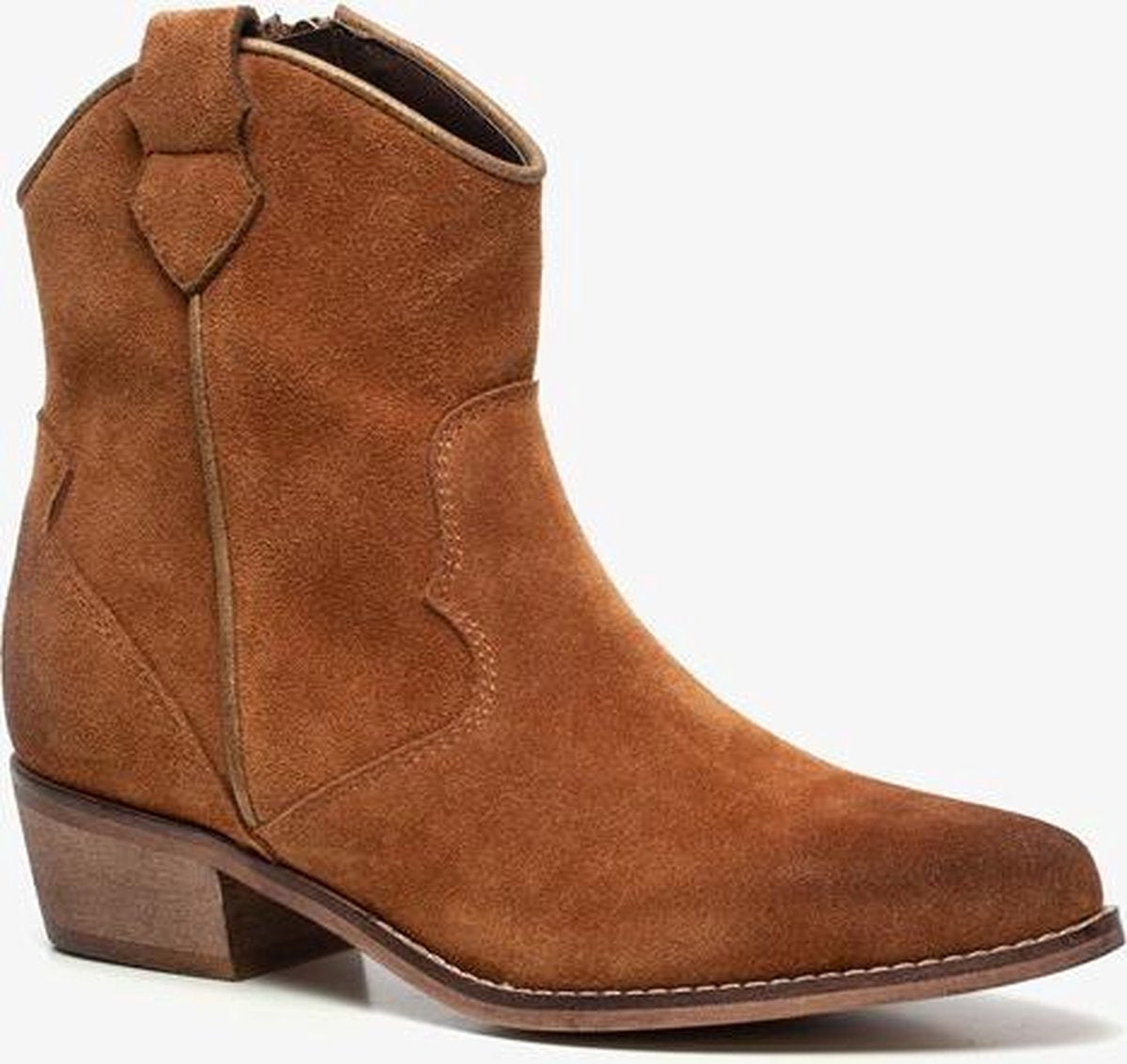 TwoDay suede dames cowboy western laarsjes - Cognac - Maat 42