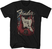 Fender Heren Tshirt -S- Distressed Guitar Zwart