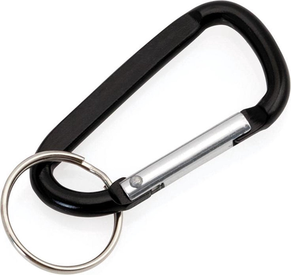 Zwarte karabijnhaak met ring | sleutelhanger | musketon