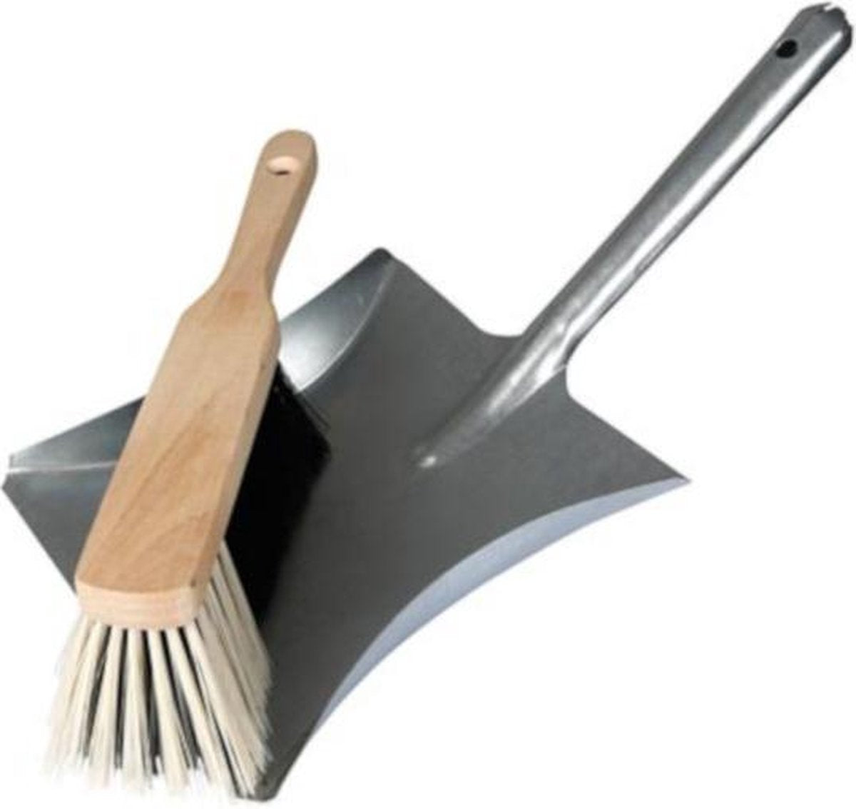 Toolland Stoffer En Blik 20 X 20 Cm Hout/staal Zilver/naturel