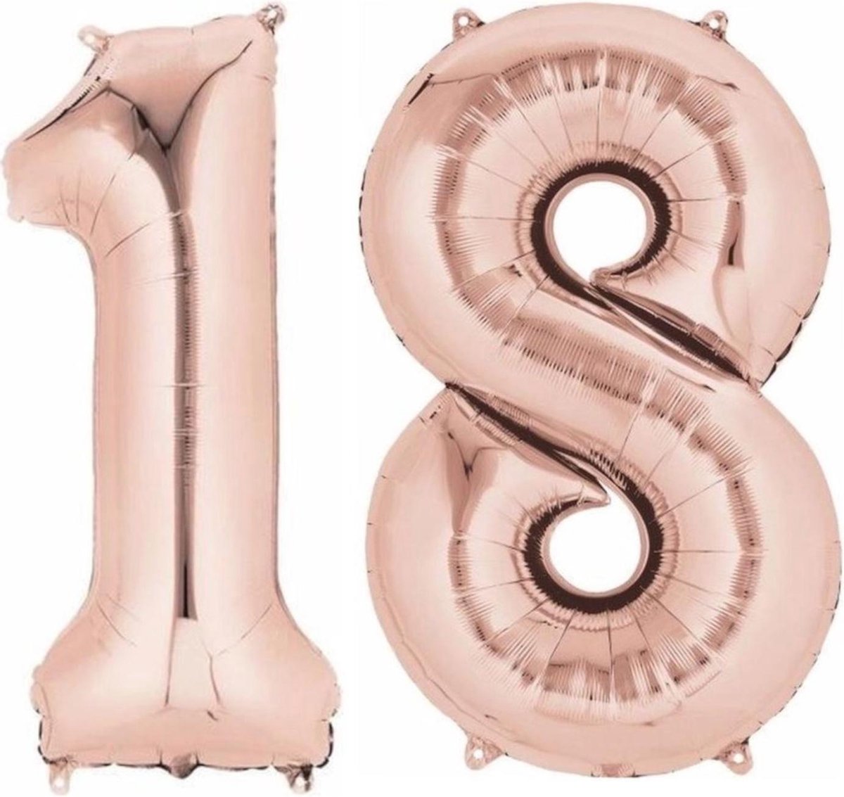 Ballon Cijfer 18 Jaar Roségoud 70Cm Verjaardag Feestversiering Met Rietje