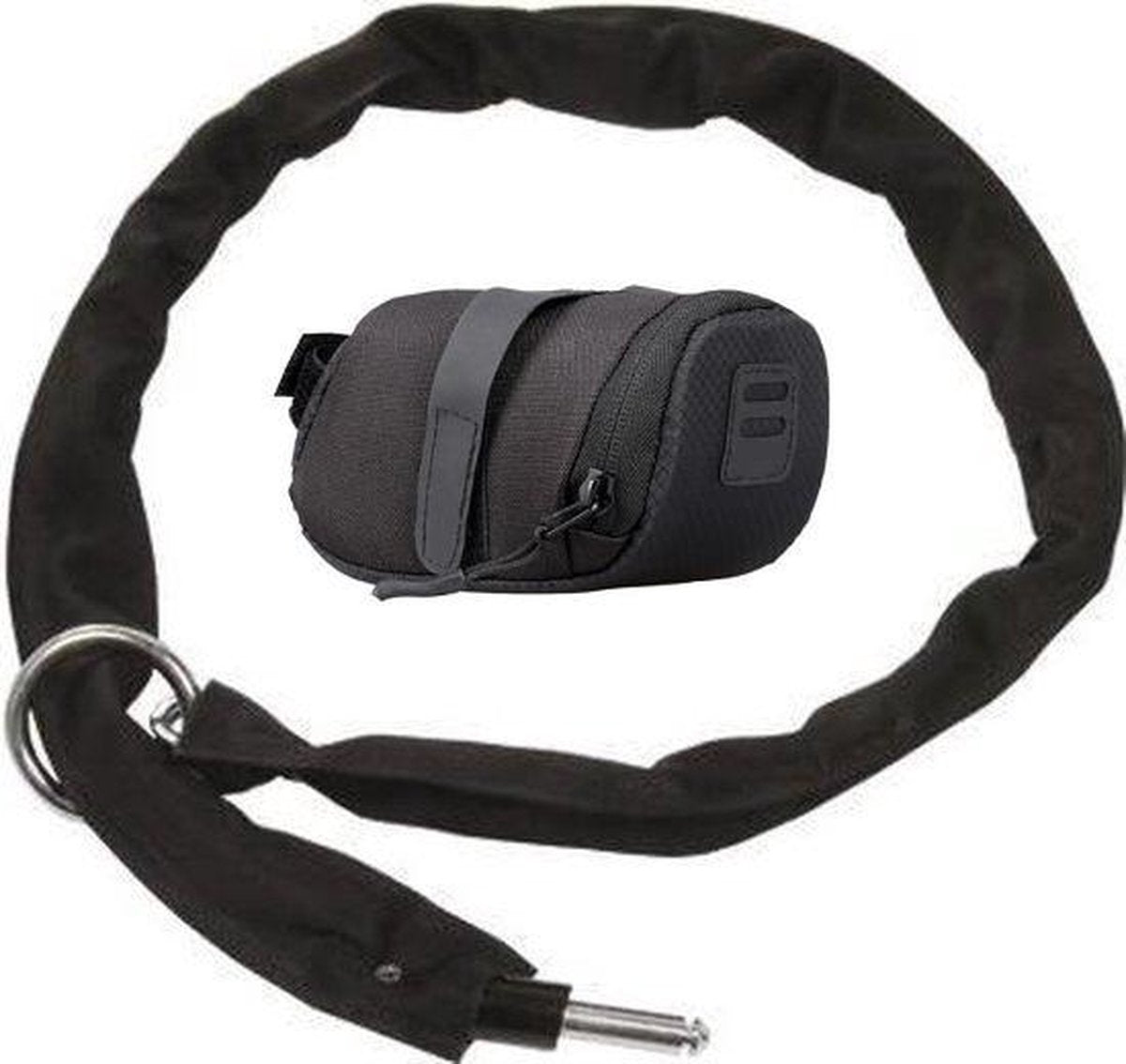 140cm insteekketting - inclusief opbergtasje - geschikt voor AXA Defender / Solid Plus - zadeltas - Gehard staal - Zwart