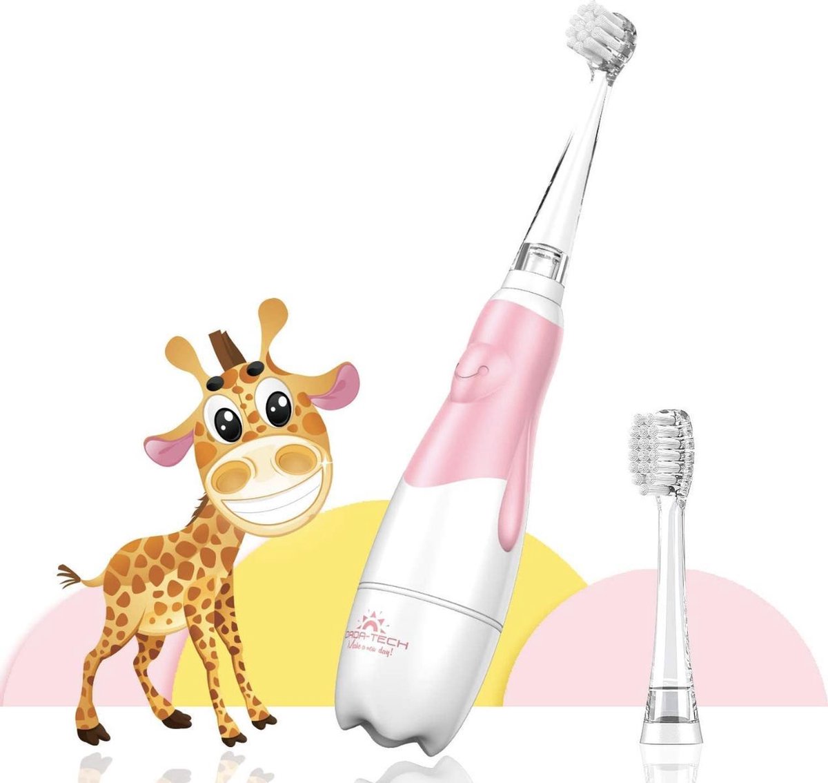 Dada Tech© - Elektrische Tandenborstel met LED-timer voor Baby's en Peuters - 0 tot 3 jaar - Roze
