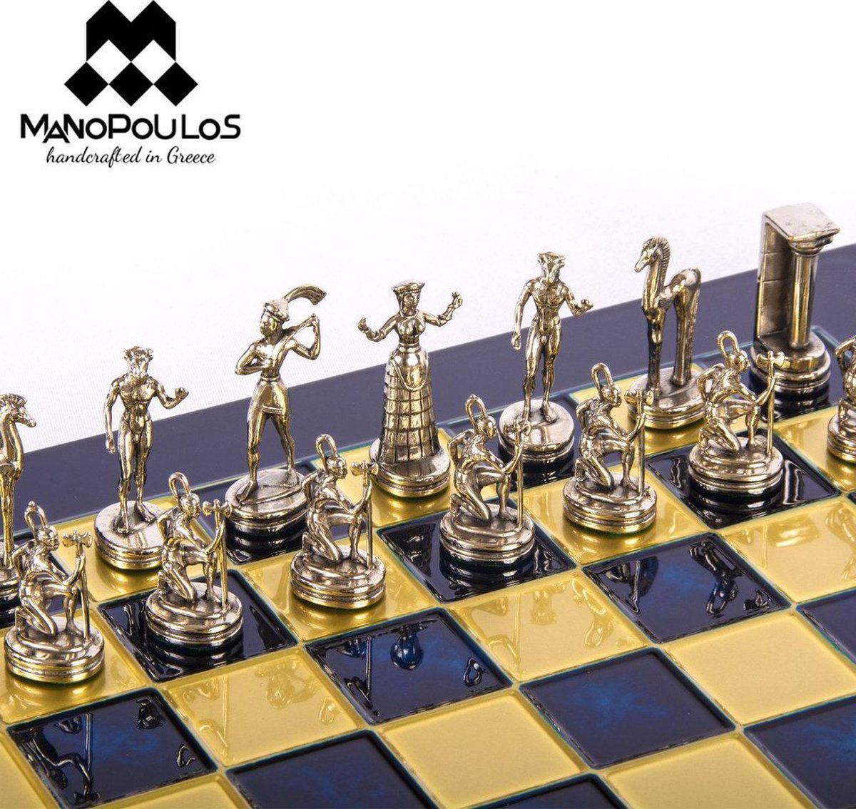 Minoan Warrior Schaakspel - 36x36 cm - Metaal - Prachtige details Top Kwaliteit Klasse en Geweldig