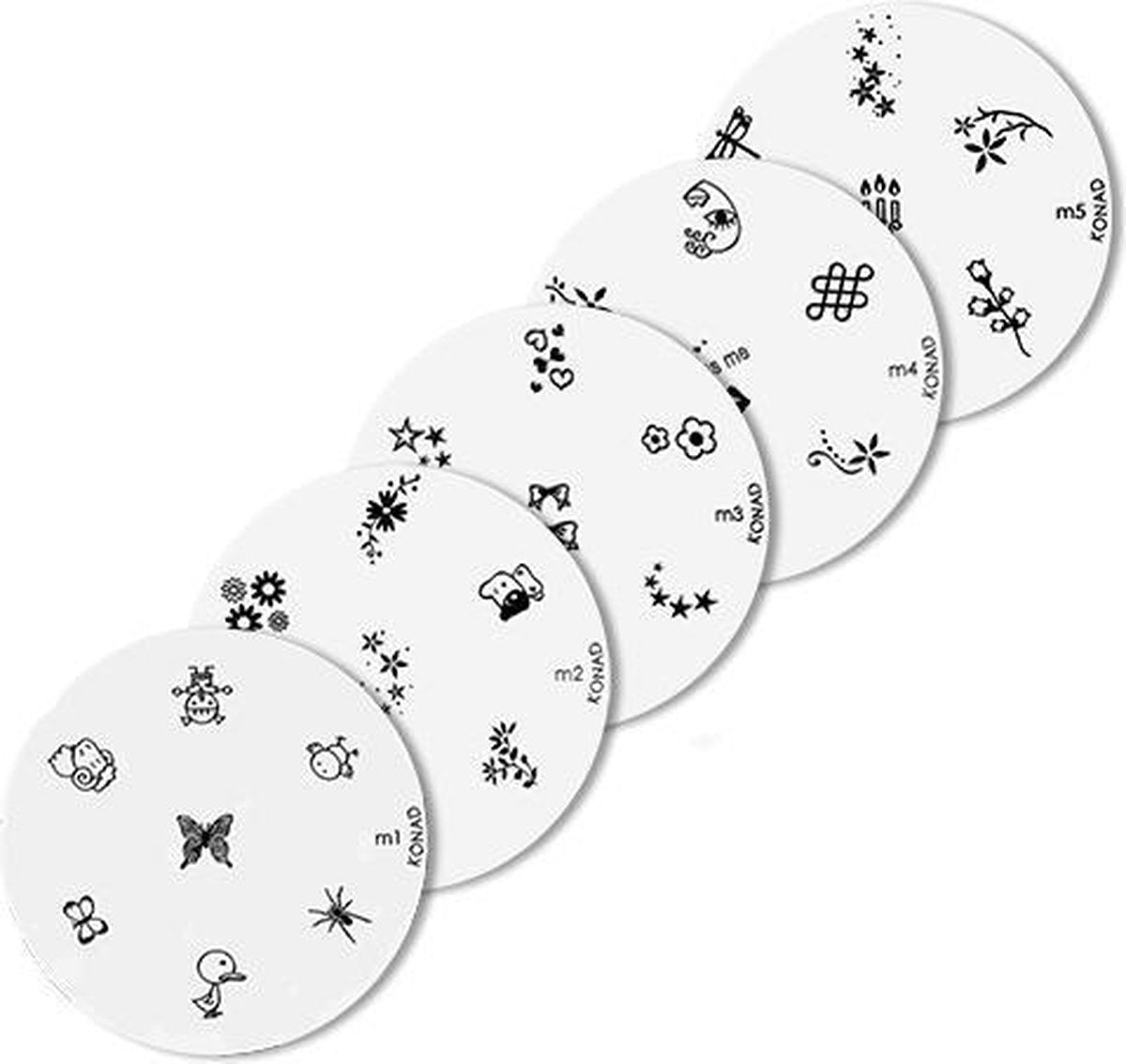 Konad imageplate set  5 stuks - M 1 t/m M5 - stempel nailart plate