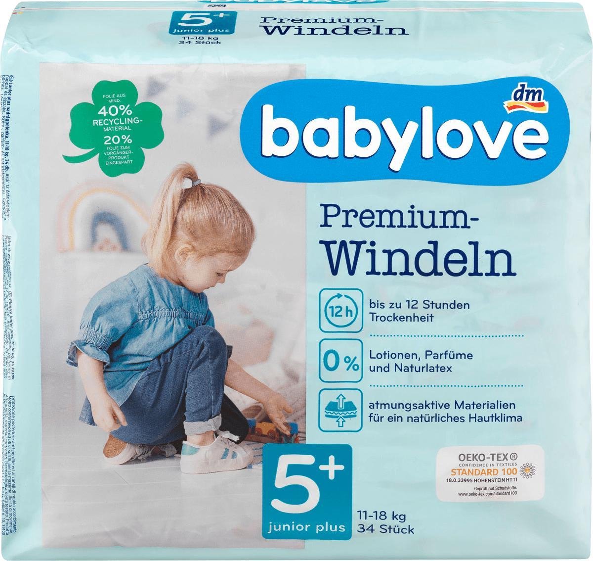 babylove Premium luiers - maat 5+ - Juniorplus - 11-18 kg (34 stuks)
