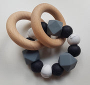 RiFresh | bijtring - monochroom - zwart-marmer - stoer - babyshower kadotip
