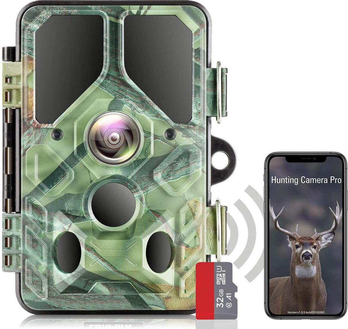 WIFI WildPro 350+ - Met NL Handleiding - Wildcamera met WIFI & nachtlens - 24MP - FULL HD - Inclusief GRATIS standaard & 32GB SD CARD -