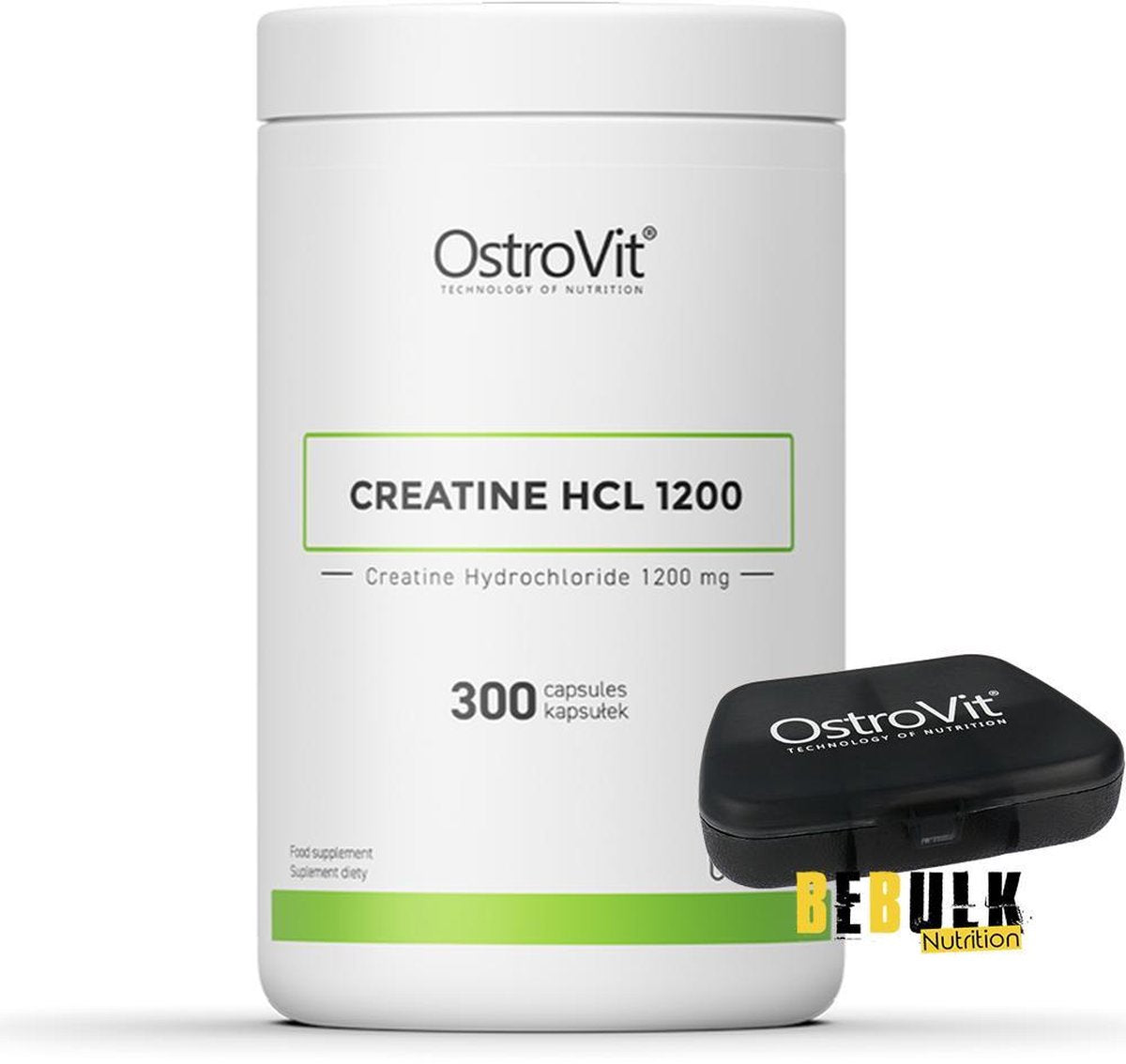 Creatine HCL 1200 300 Capsules OstroVit + GRATIS Pill Box