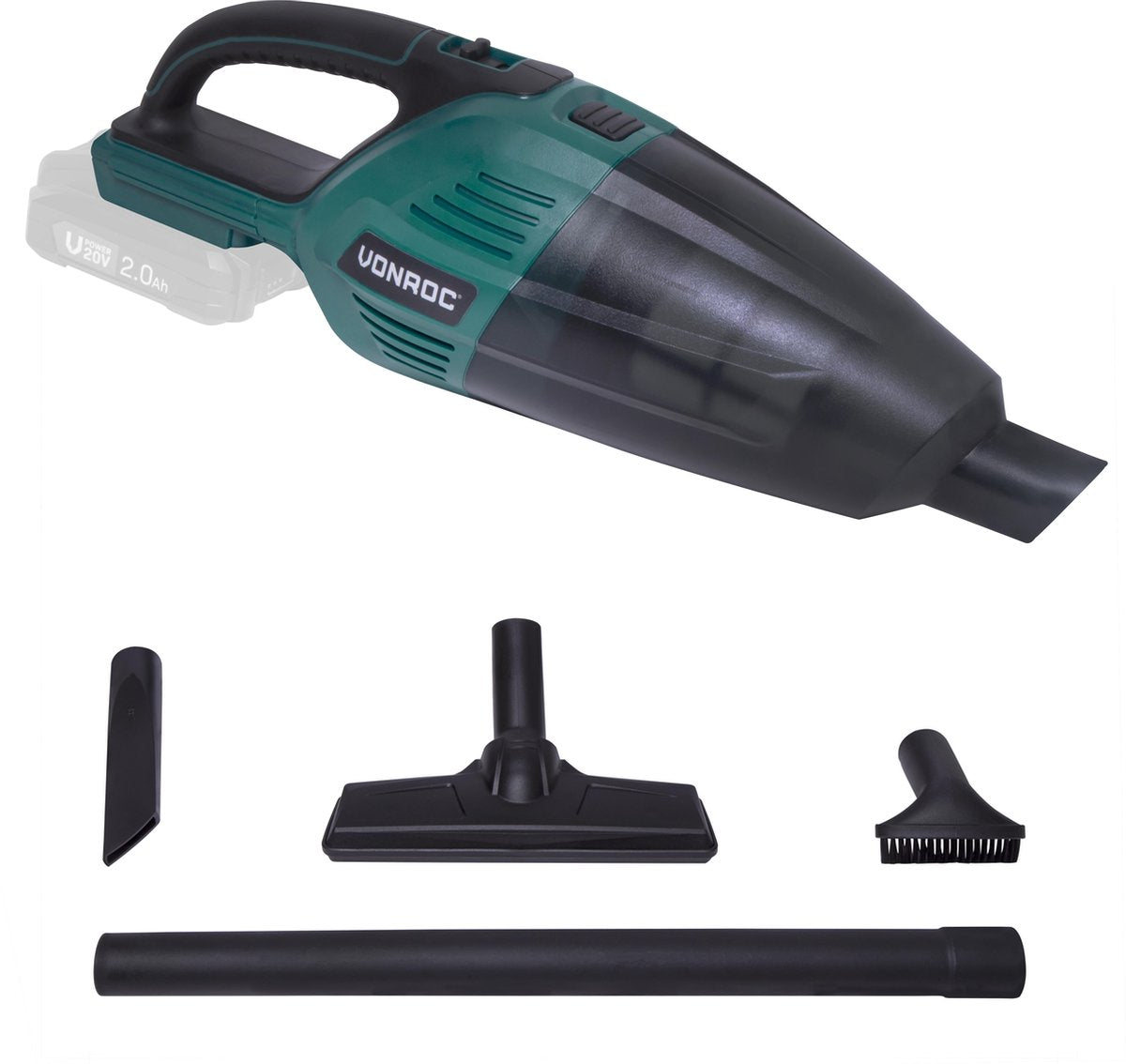 VONROC Accu kruimeldief/kruimelzuiger – VPower 20V (Excl. Accu en oplader) – Incl. 3 mondstukken en verlengstuk