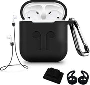5 in 1 set  Siliconen case cover hoesje geschikt voor Apple Airpods - Zwart