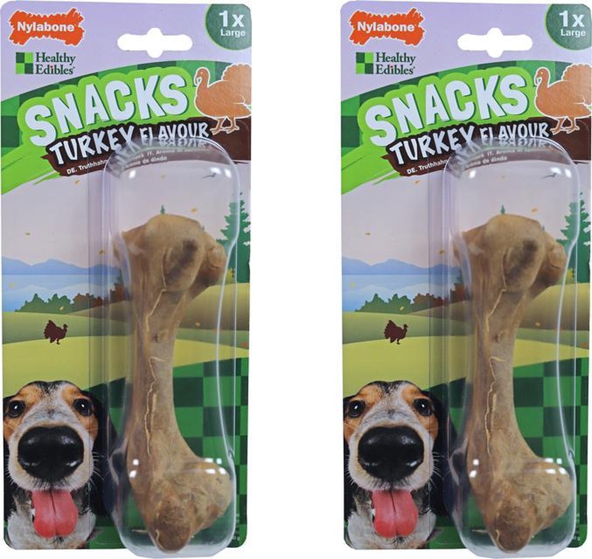 Nylabone gezonde harde snack large kalkoen per 2 verpakkingen