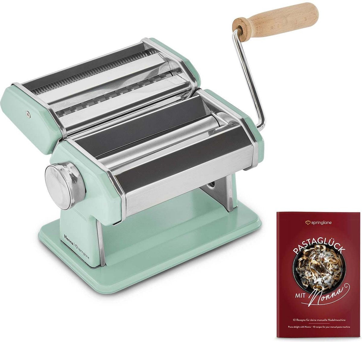 Springlane Pastamachine | Noodle machine incl. droger van hout & Engels receptboek - Mint