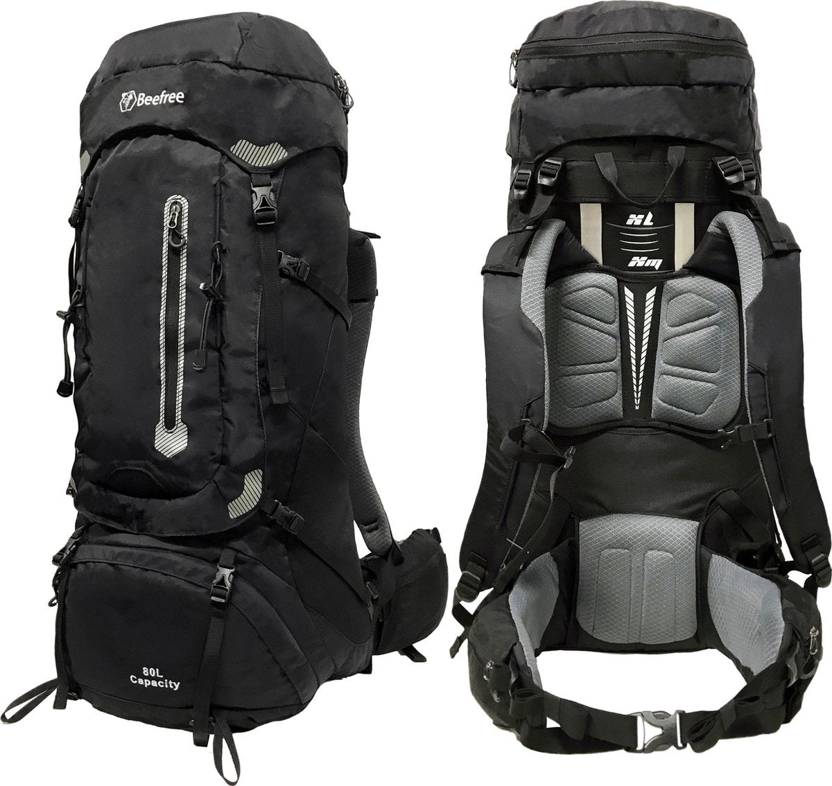 Beefree Backpack - Rugzak - 80 Liter - Inclusief regenhoes - Zwart