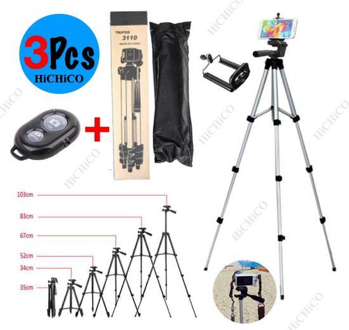 3x Camerastatief