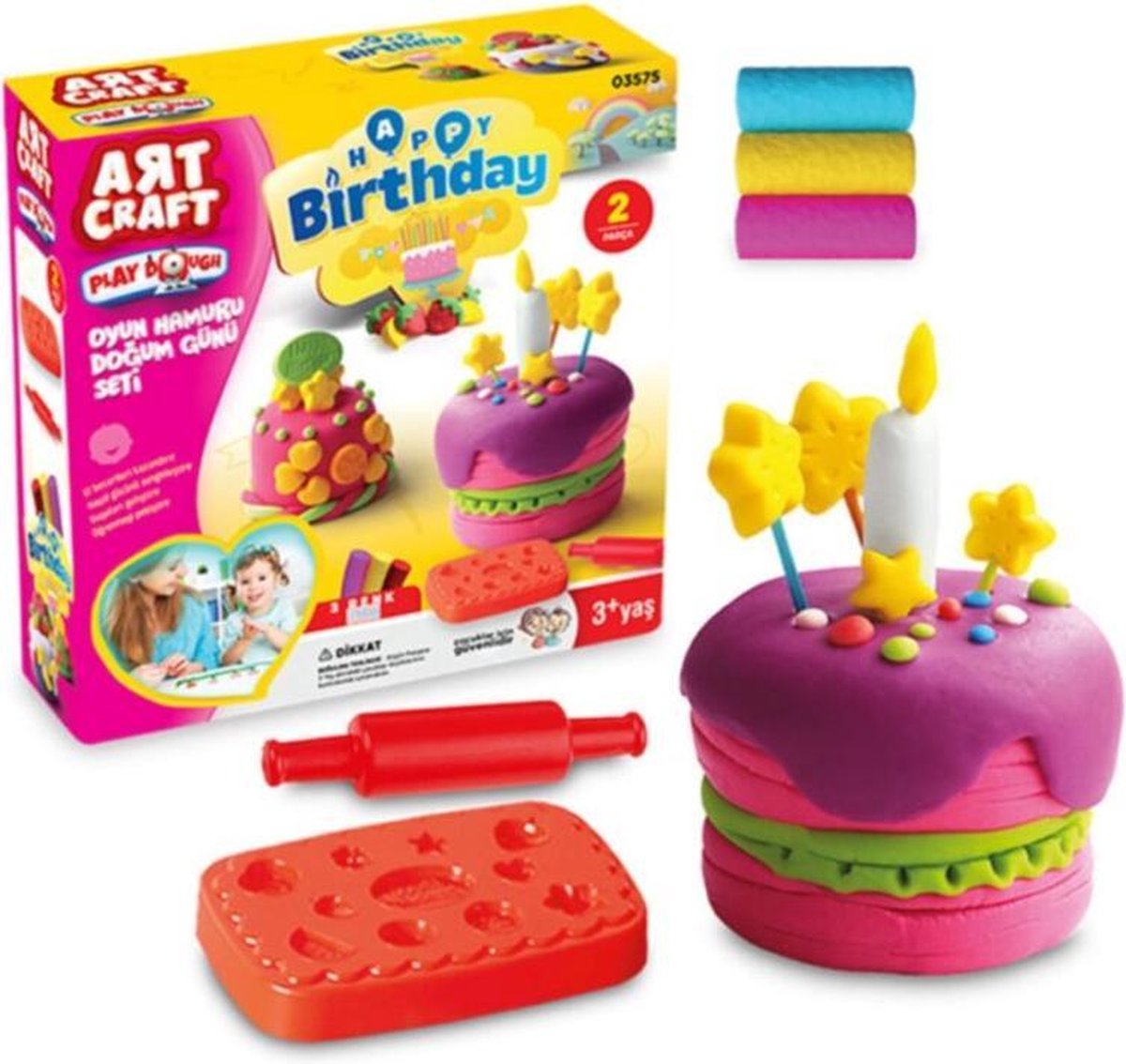 DEDE Art Craft- Birthday Klei Set - Speelgoed Klei - Verjaardag Klei Speelset 150 gr