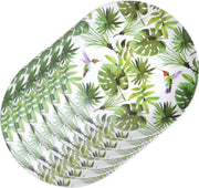 8x Melamine borden tropische print/wit 25 cm - Ontbijtborden - Servies voor peuters/kleuters/kinderen
