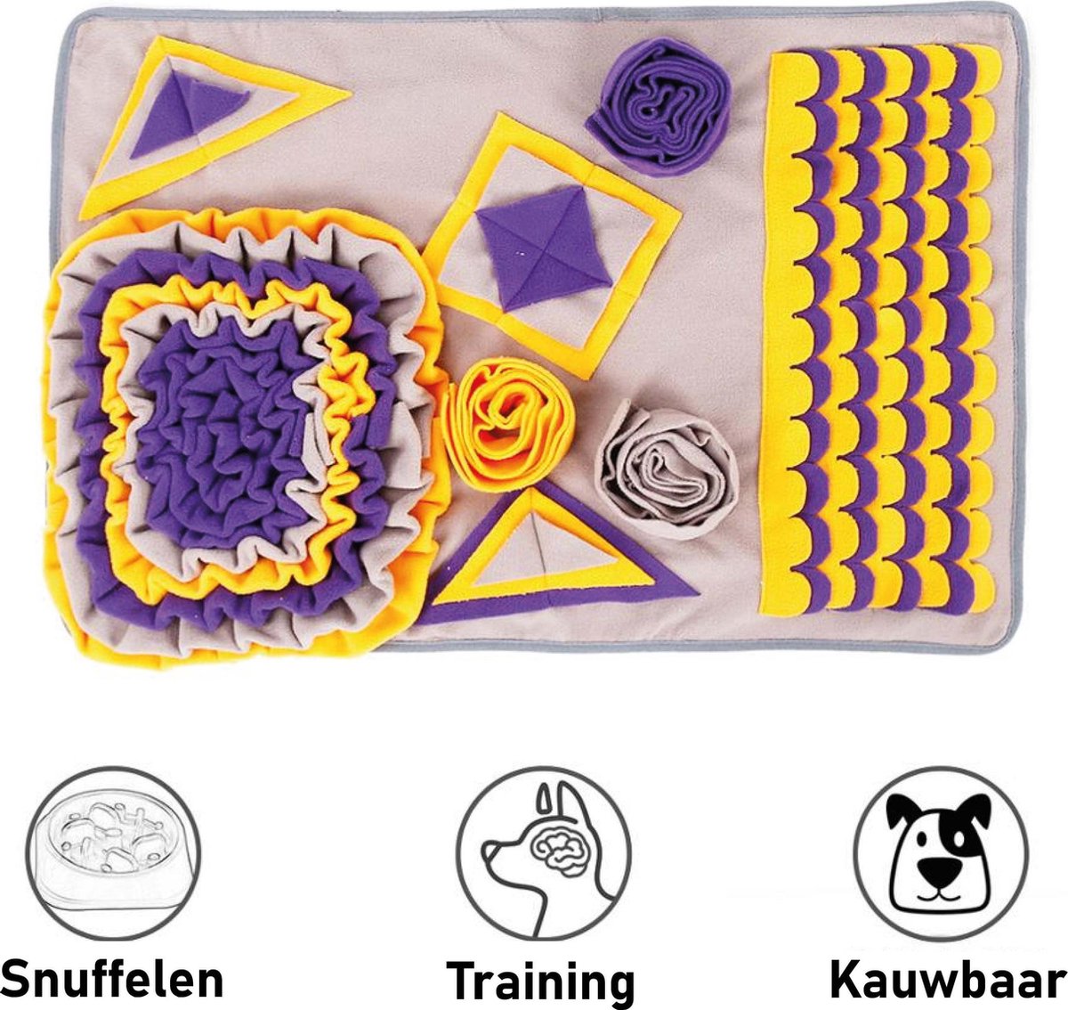 Snuffelmat Hond Kat Honden Speelgoed Puppy Speelgoed Katten Speeltjes - Snuffelmatten Voor Honden en Katten intelligentie - Hersenwerk - Speelmat - Konijnen - Training - Speeltjes - Trainingsmat - Anti-Schrok - Snuffelkleed - Paars