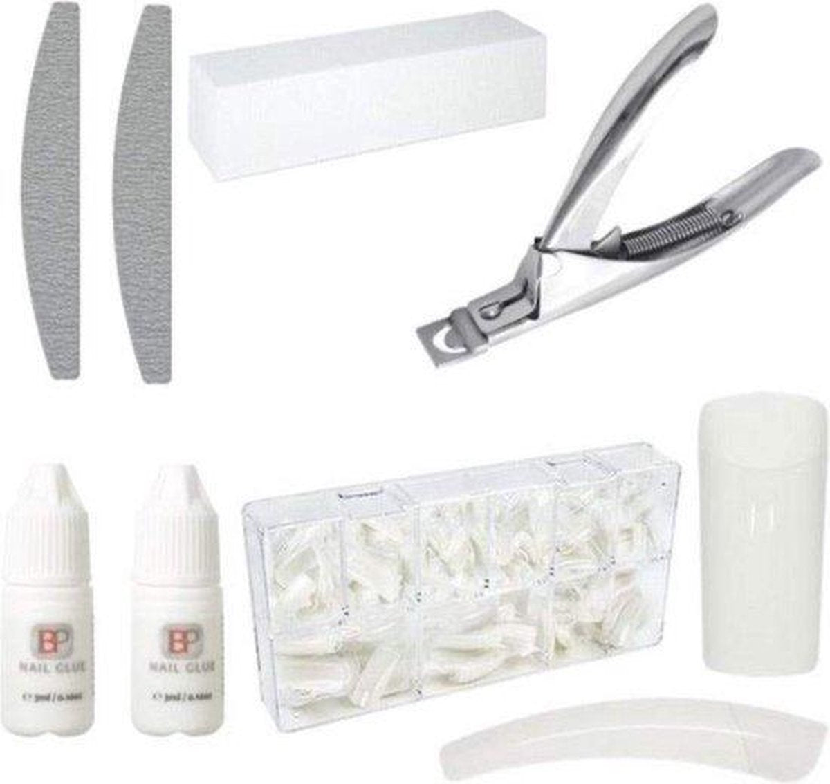 GUAPÀ - Kunstnagel Tips Voordeel Set 500 stuks - Naturel Tips met Nagellijm Tipknipper en Nagel Vijlen - Tips voor Acryl Nagels & Gel nagels / Hoge Kwaliteit - Professionele Markt