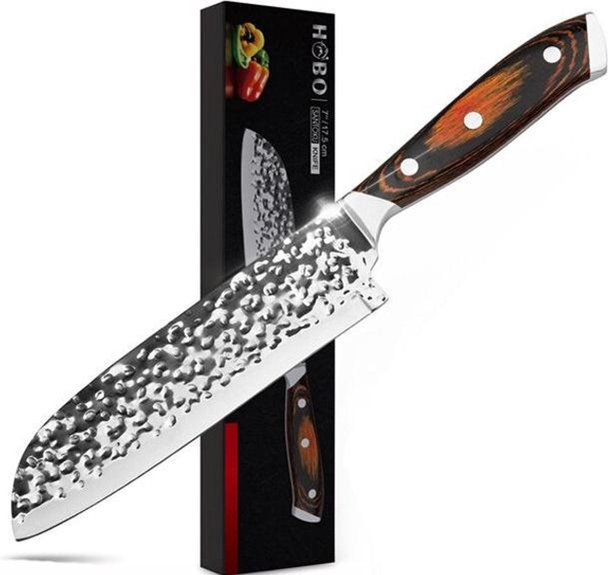 Professioneel RVS Santoku Koksmes -30cm - Damast staal - Japans mes - Damast mes - Schilmes - 67 Lagen - Vlijscherm - Keukenmes - Chef - Damascus - 7 inch