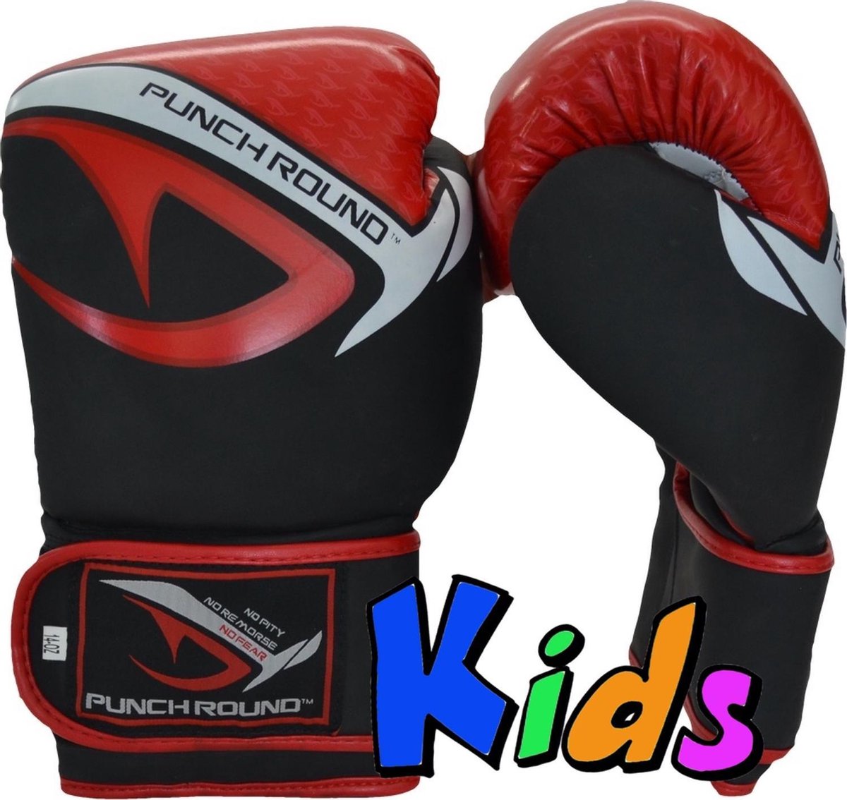 Punch Round No-Fear Bokshandschoenen Kids Zwart Rood Kies hier uw maat Bokshandschoenen: 4 OZ