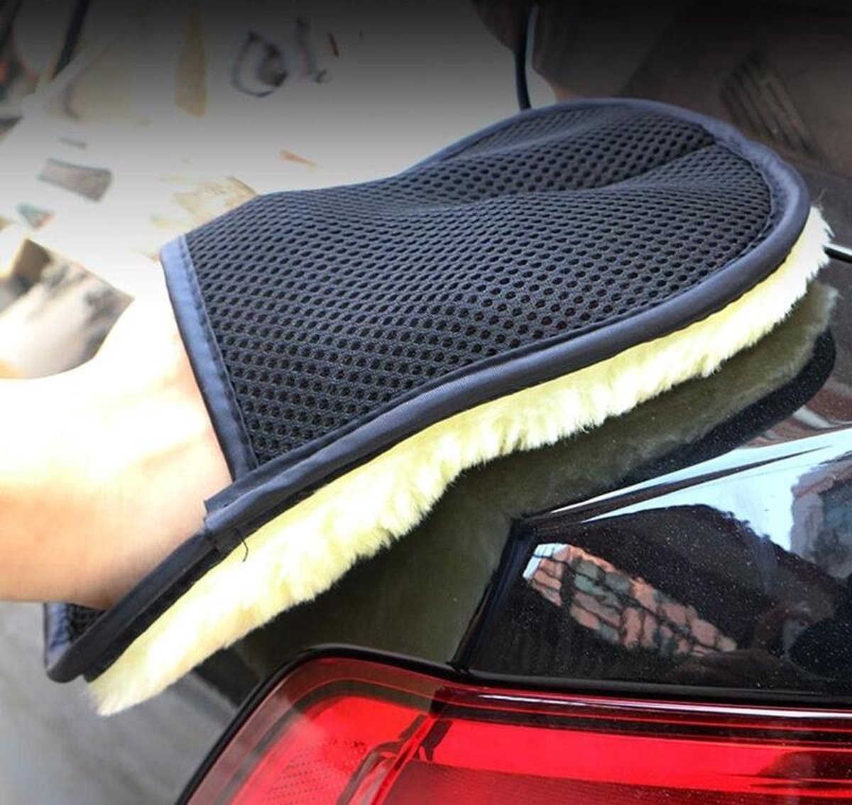 Auto spons- was Handschoen-Schoonmaak-Reinigingsborstel-Microfiber poetsdoek-Bruin-Wol-Zacht-interieur handschoen-bruin