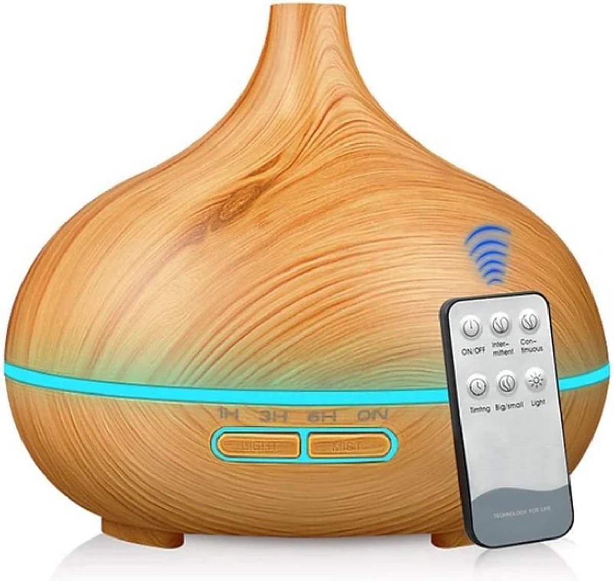 Aroma Diffuser 550ml met afstandsbediening en lemongrass olie - Vernevelaar - Luchtbevochtiger
