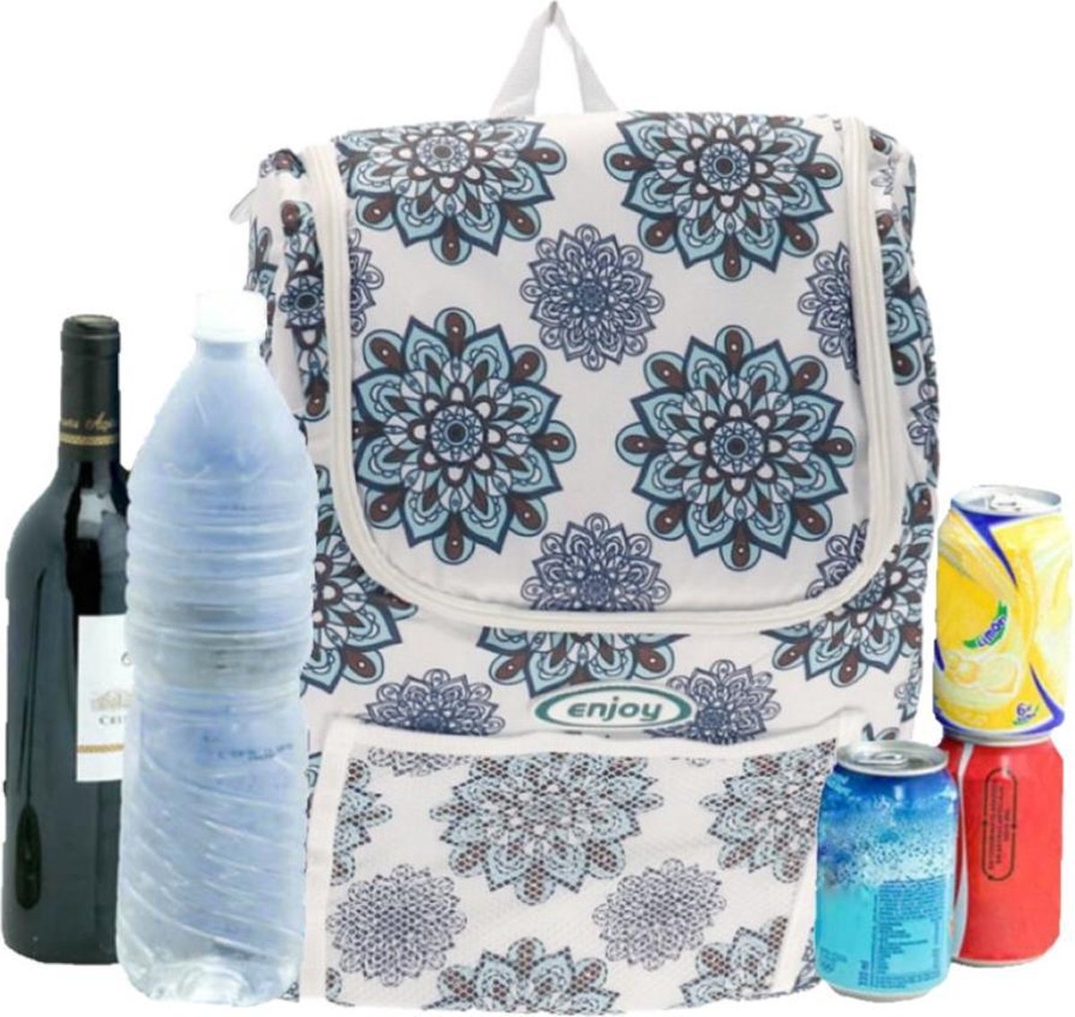 Gerimport Koeltas Enjoy 37 Cm 20 Liter Polyester Blauw/wit