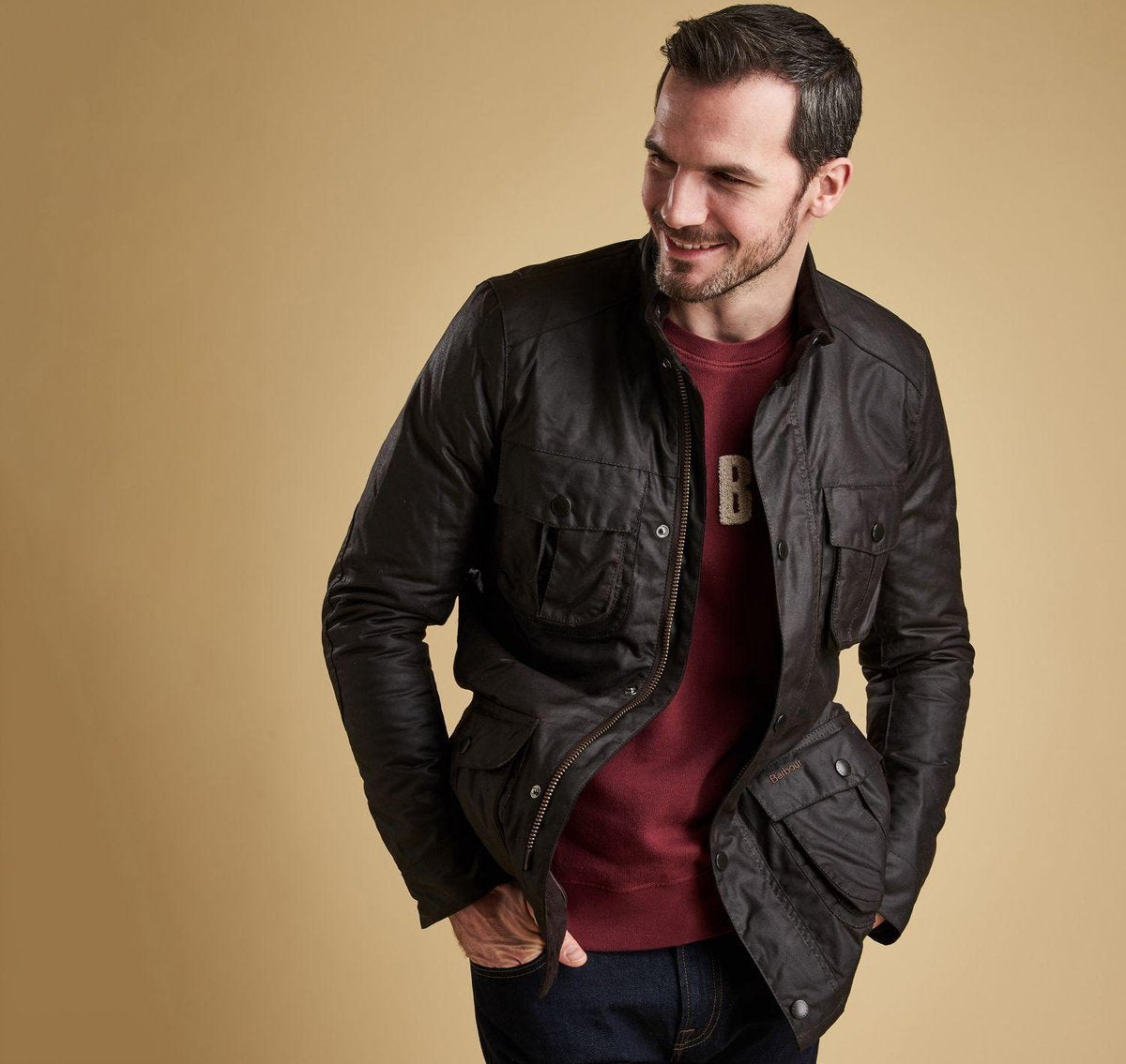 Barbour bruine waxjas Corbridge rits en drukkers