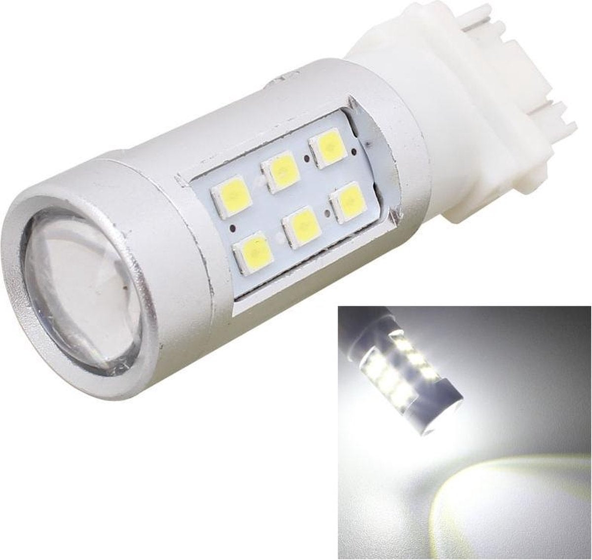 2 STKS T25 4.2 W 630LM Wit Licht Dual Draden 21 LED 2835 SMD Auto Remlicht Dagrijverlichting