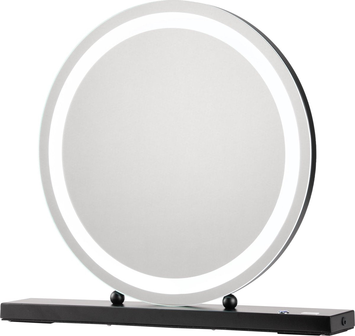 Nuvoo Make-up Spiegel - Visagie Spiegel - Hollywood Spiegel - Diameter 50cm - 3 Licht Tinten - Dimbaar - USB Telefoonoplader - Zwart