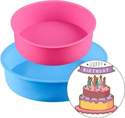 Siliconen bakvorm - Rond - Set van 2 - Taart - Cake - 22 cm & 17 cm - Vaatwasser geschikt - Willekeurige kleur