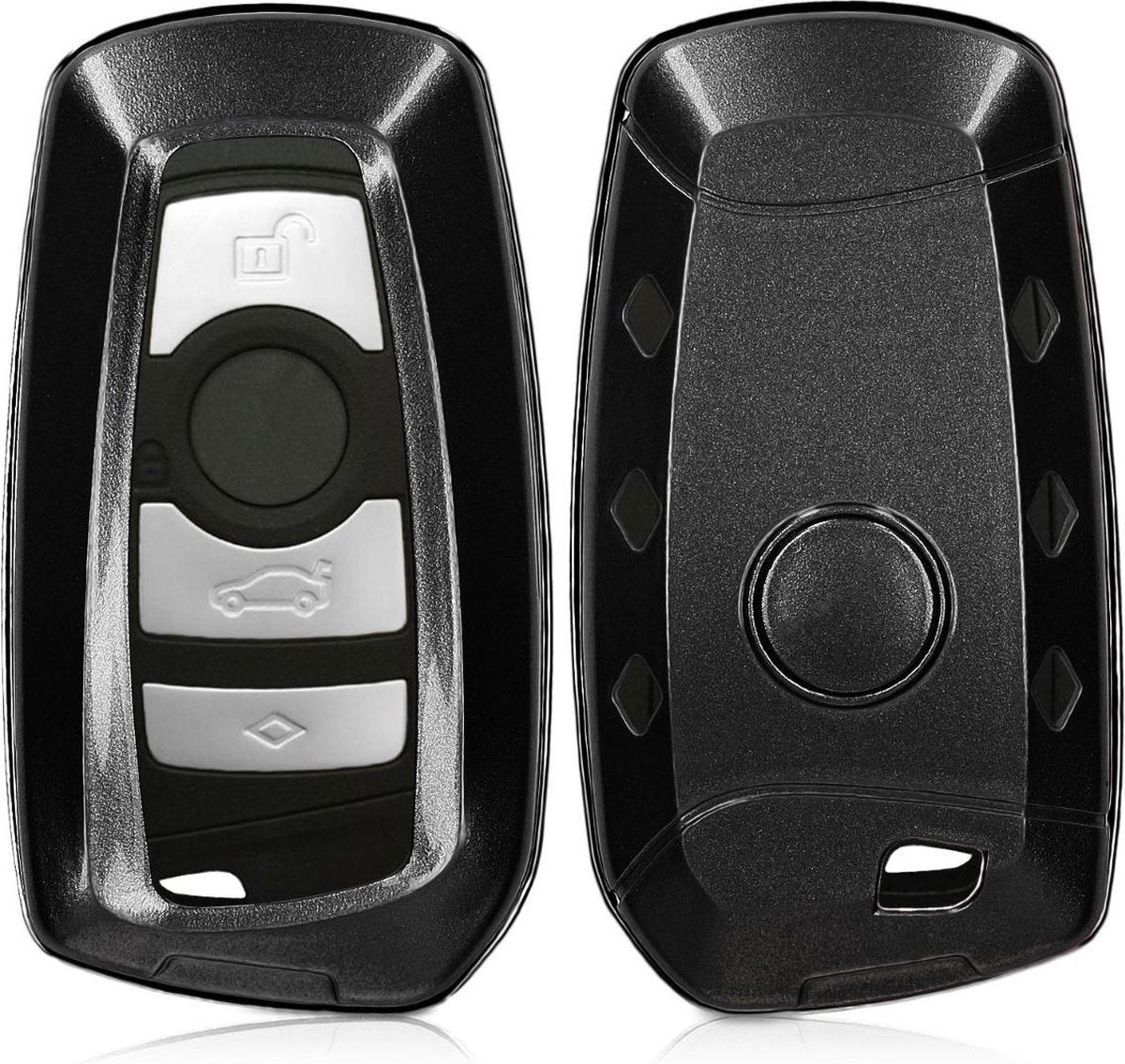 kwmobile autosleutelhoes voor BMW 3-knops draadloze autosleutel (alleen Keyless Go) - Harcover sleutelhoes in mat zwart