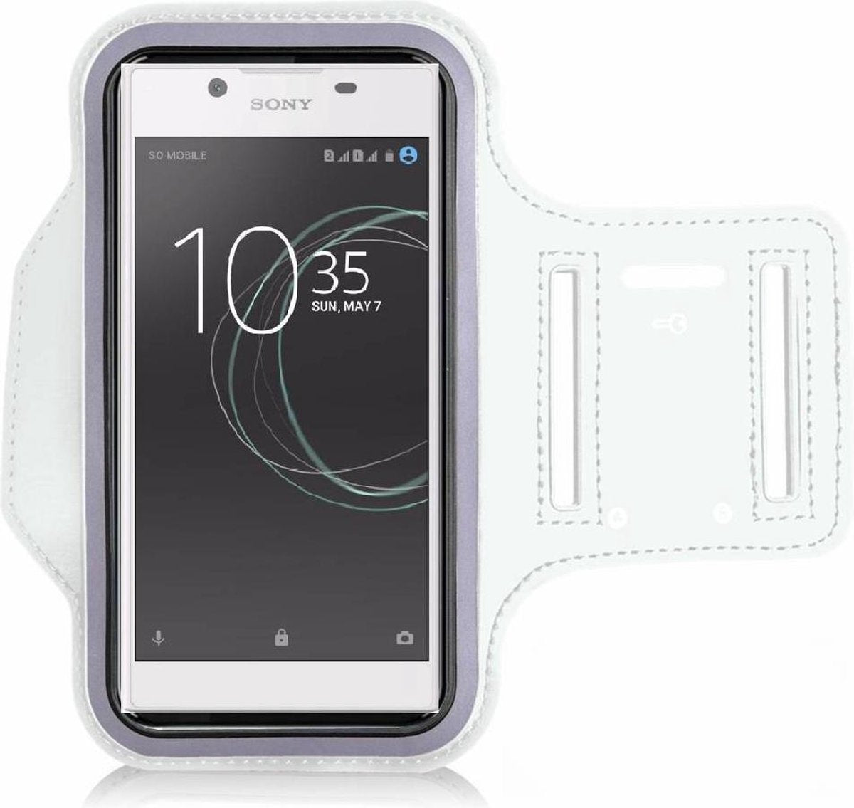 Wit Sportarmband Hoesje Hardloopband Sony Xperia L1