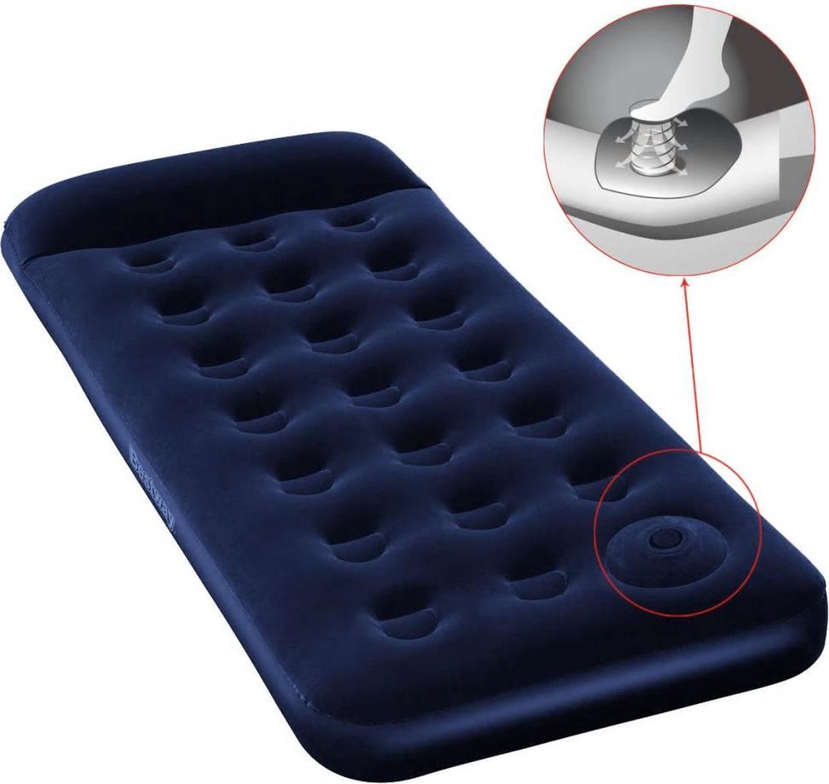Bestway Opblaasbaar Luchtbed - 1-Persoons - ingebouwde voetpomp - 185 x 76 28 cm