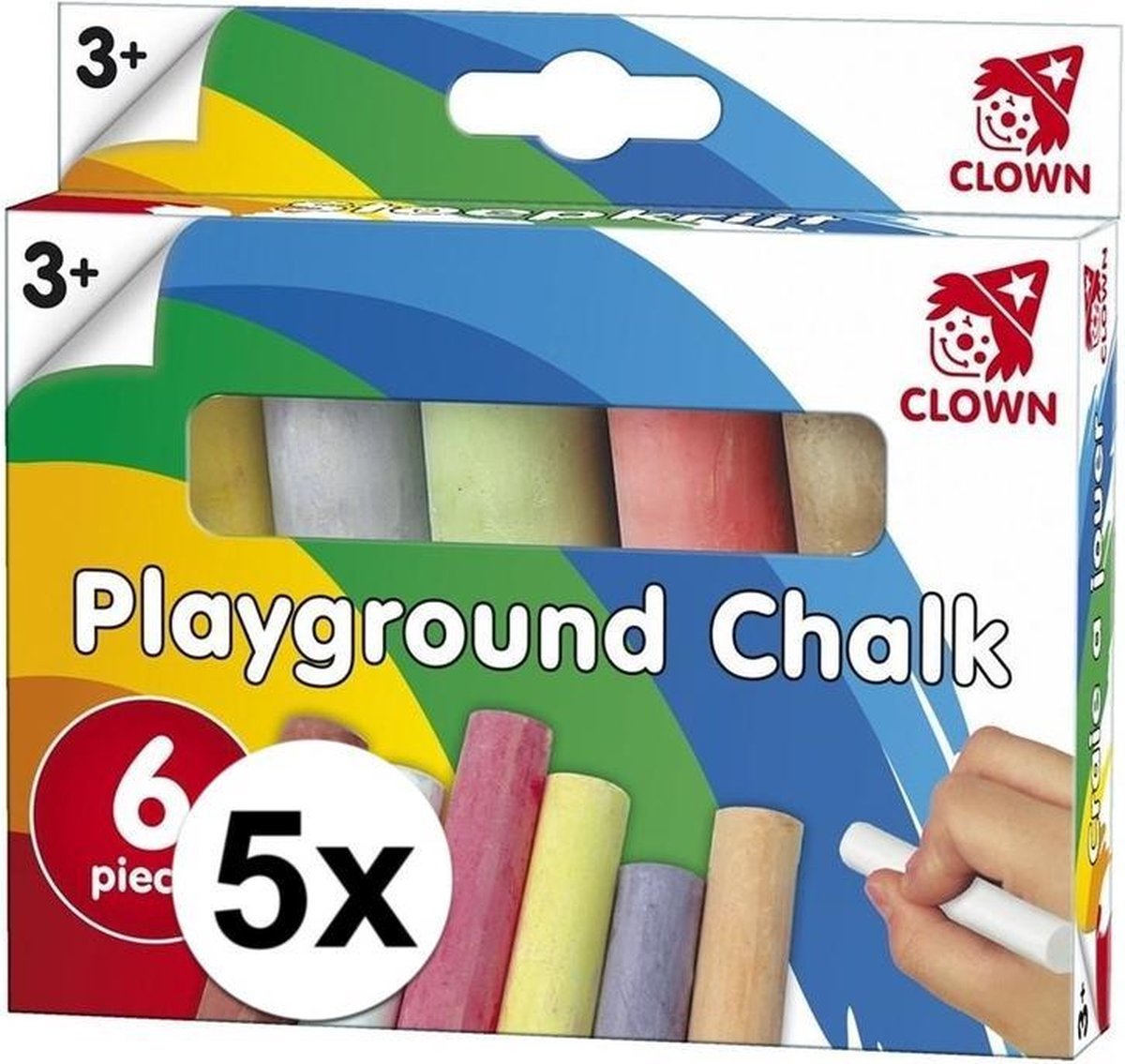 5x pakjes Clown stoepkrijt 6 stuks