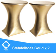 Statafelrok Luxe Goud x 2 - ∅80 x 110 cm  - Statafel Tafelrok set van 2 - Statafelhoes