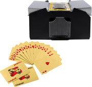 Kaartenschudmachine 4 decks – Schudmachine – Poker – Blackjack – Kaartspel – Inclusief 2 pakjes gouden speelkaarten